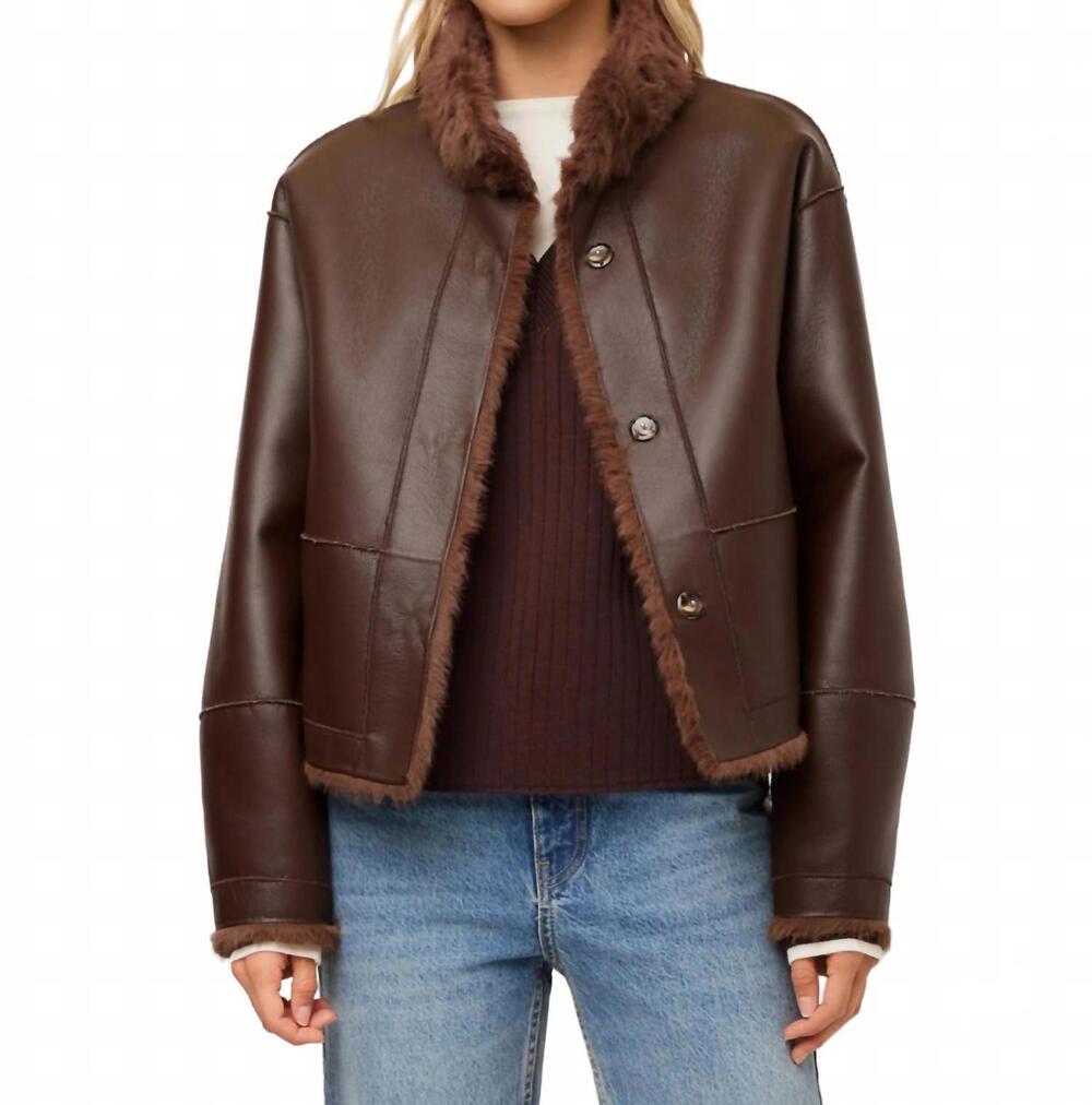 NEW FIFTEEN TWENTY mackenzie reversible faux fur coat in wood
